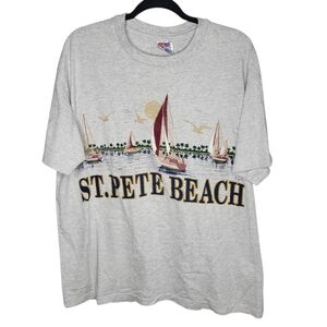 Vintage 90s St. Pete Beach Florida 1993 Graphic T-Shirt Size XL Double Sided